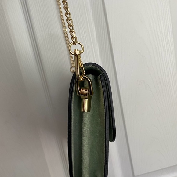 VIOLA CASTELLANI Italy Leather Lizard Embossed Crossbody bag Aqua Green - Picture 6 of 11